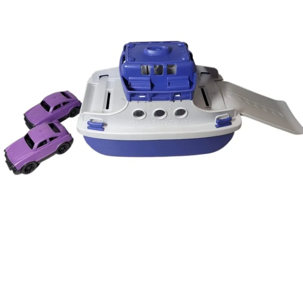 NEW Green Toys Ferry Boat Bath Tub Toys Water Toy with Cars Purple White Toy NEW